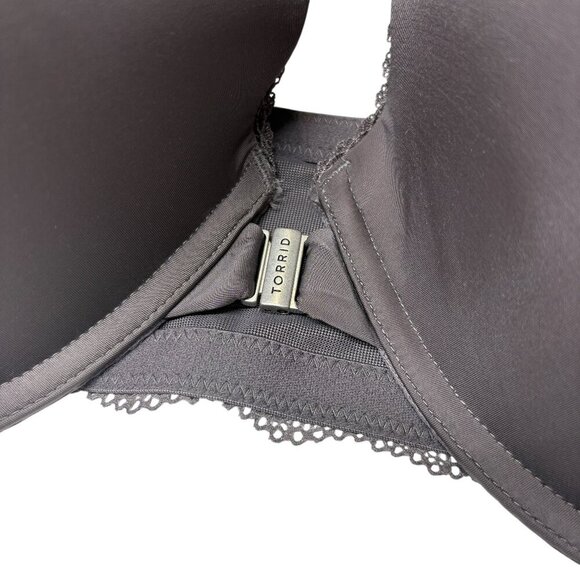 Torrid Gray Front Closure Lace Push Up Plunge Bra Women's Plus Size 46DD NEW - Picture 7 of 7